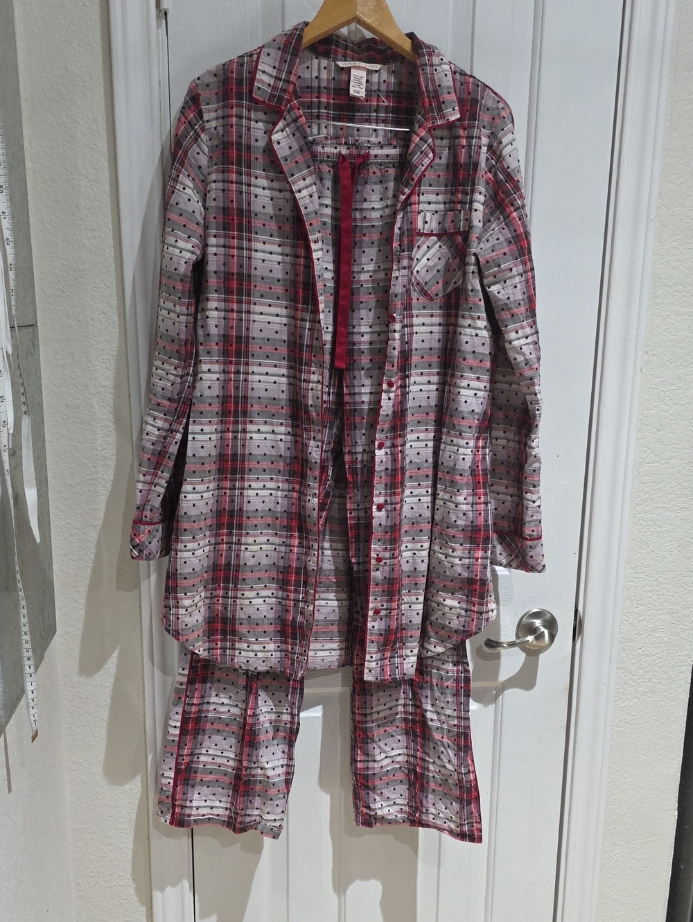 Victoria's Secret Red and Gray Plaid Pajama Set Size S/p